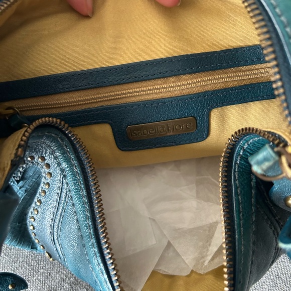 Isabella Fiore Turquoise Leather Patterned Shoulder Bag NWOT - Picture 8 of 9